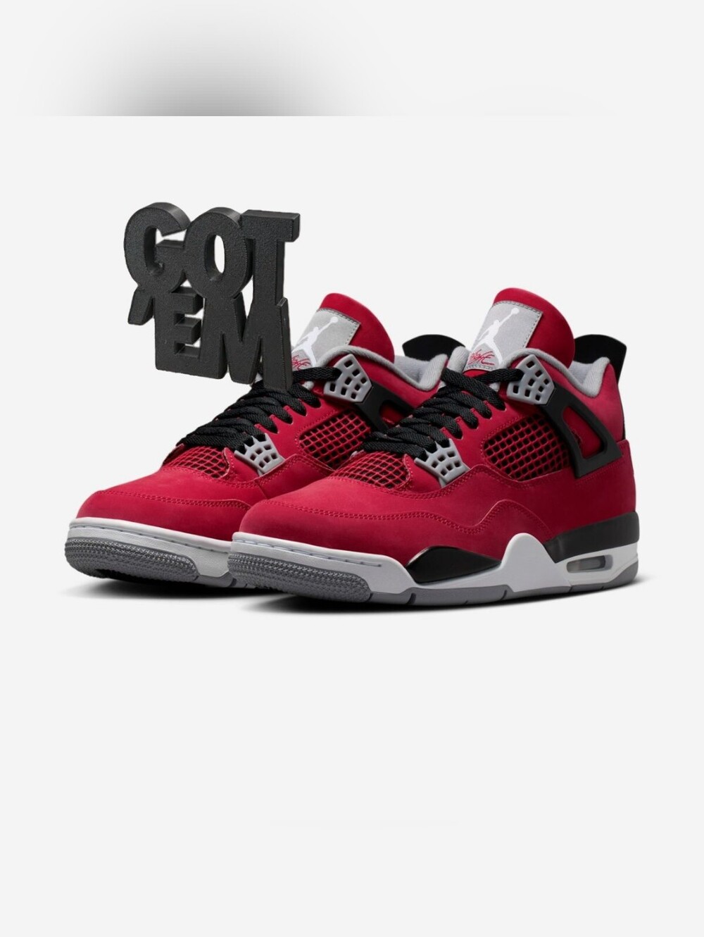 🔥Jordan Retro 4 'Toro Bravo' Fire Red Black Cement Grey Size 13 FQ3138-600🔥